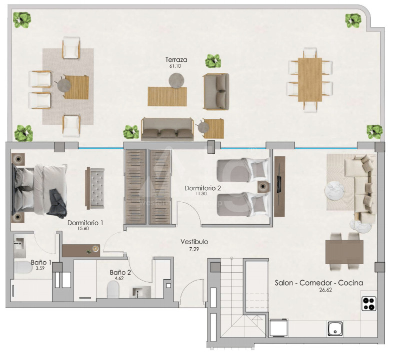 2 Schlafzimmer Penthouse-Wohnung in Santa Pola - US55997 - 1