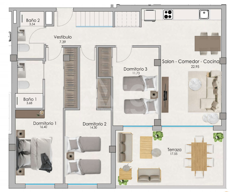 3 Schlafzimmer Penthouse-Wohnung in Santa Pola - US55998 - 1