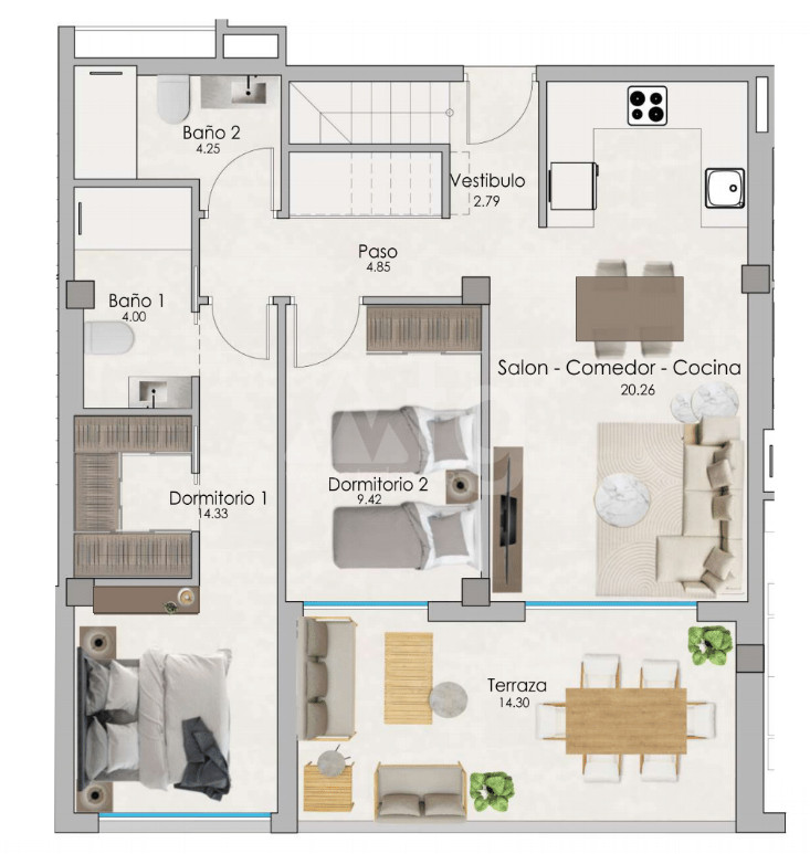 2 Schlafzimmer Penthouse-Wohnung in Santa Pola - US55999 - 1