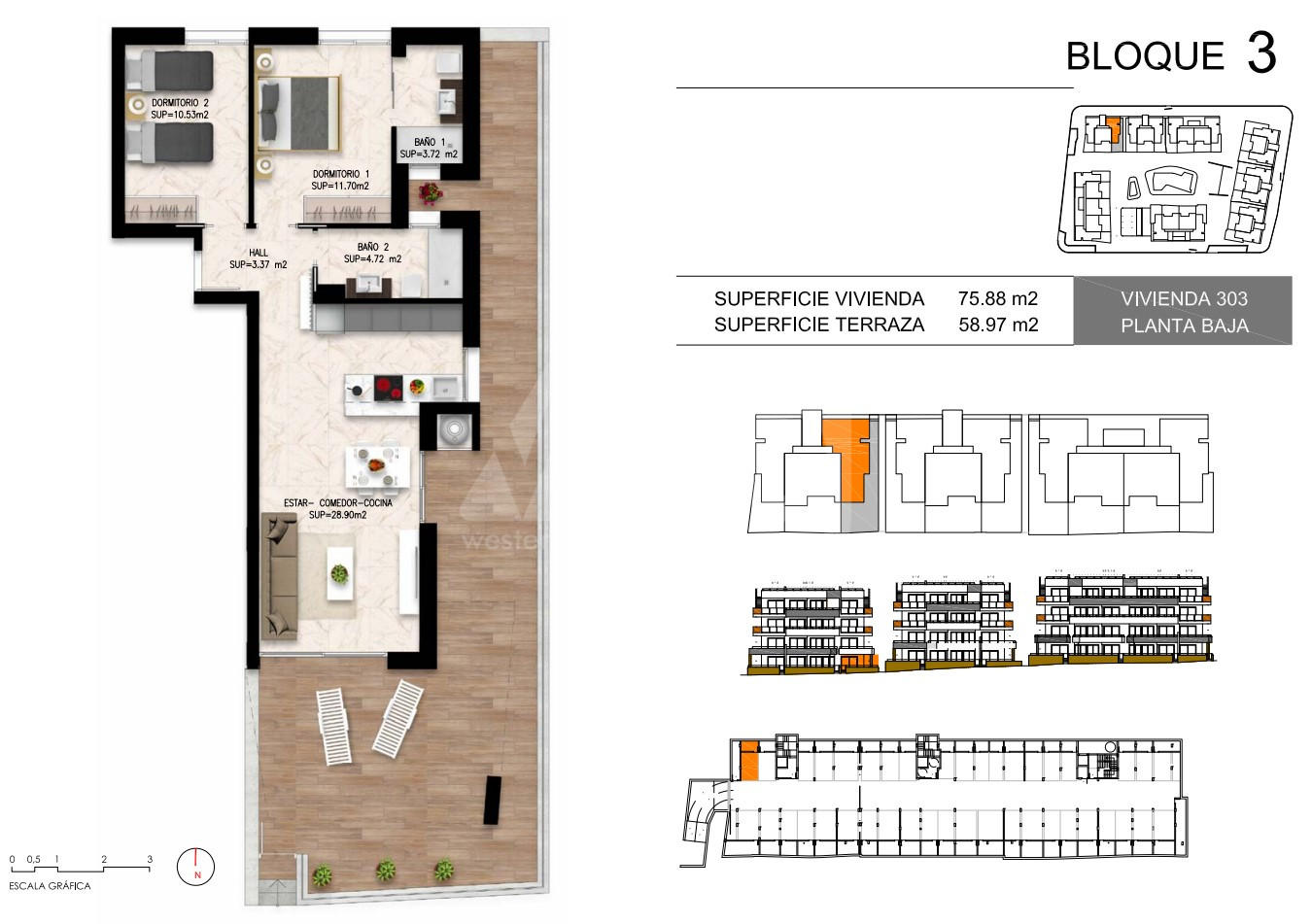 2 bedroom Apartment in Playa Flamenca - DI56007 - 1