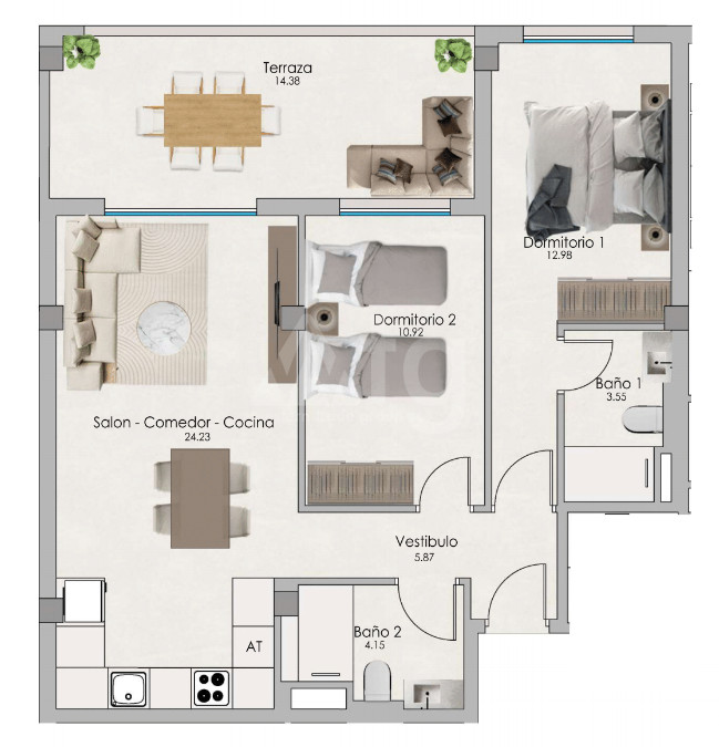 Apartamento de 2 habitaciones en Santa Pola - US56017 - 1