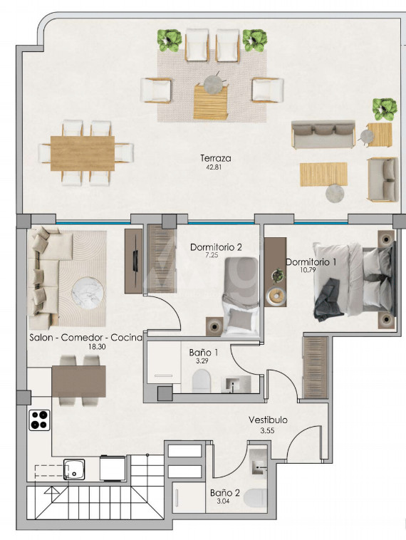 2 Schlafzimmer Penthouse-Wohnung in Santa Pola - US56030 - 1