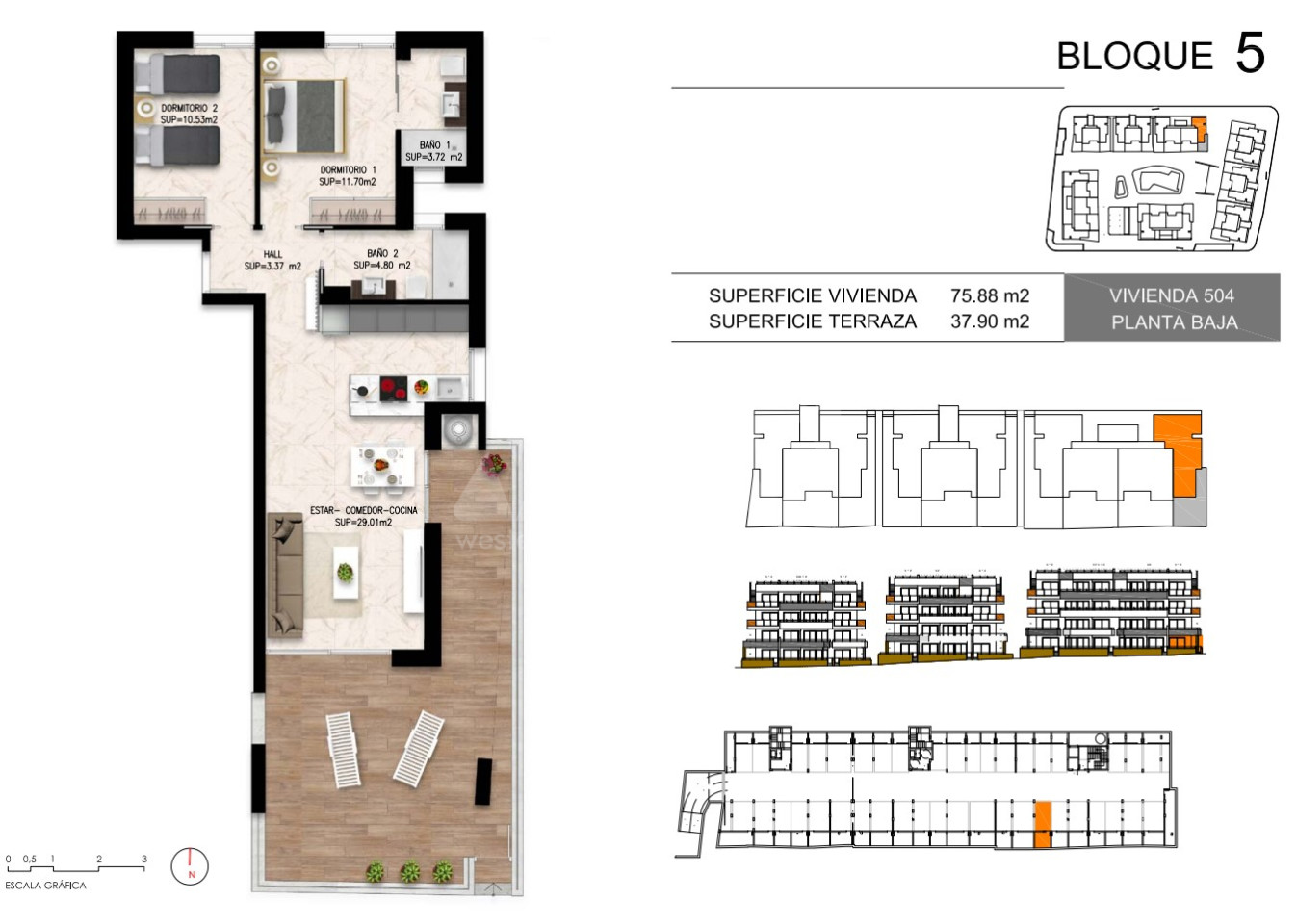 2 bedroom Apartment in Playa Flamenca - DI56048 - 1