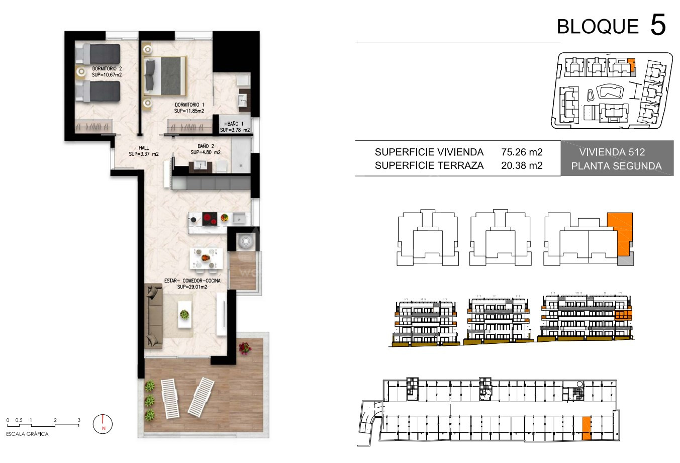 2 bedroom Apartment in Playa Flamenca - DI56056 - 1