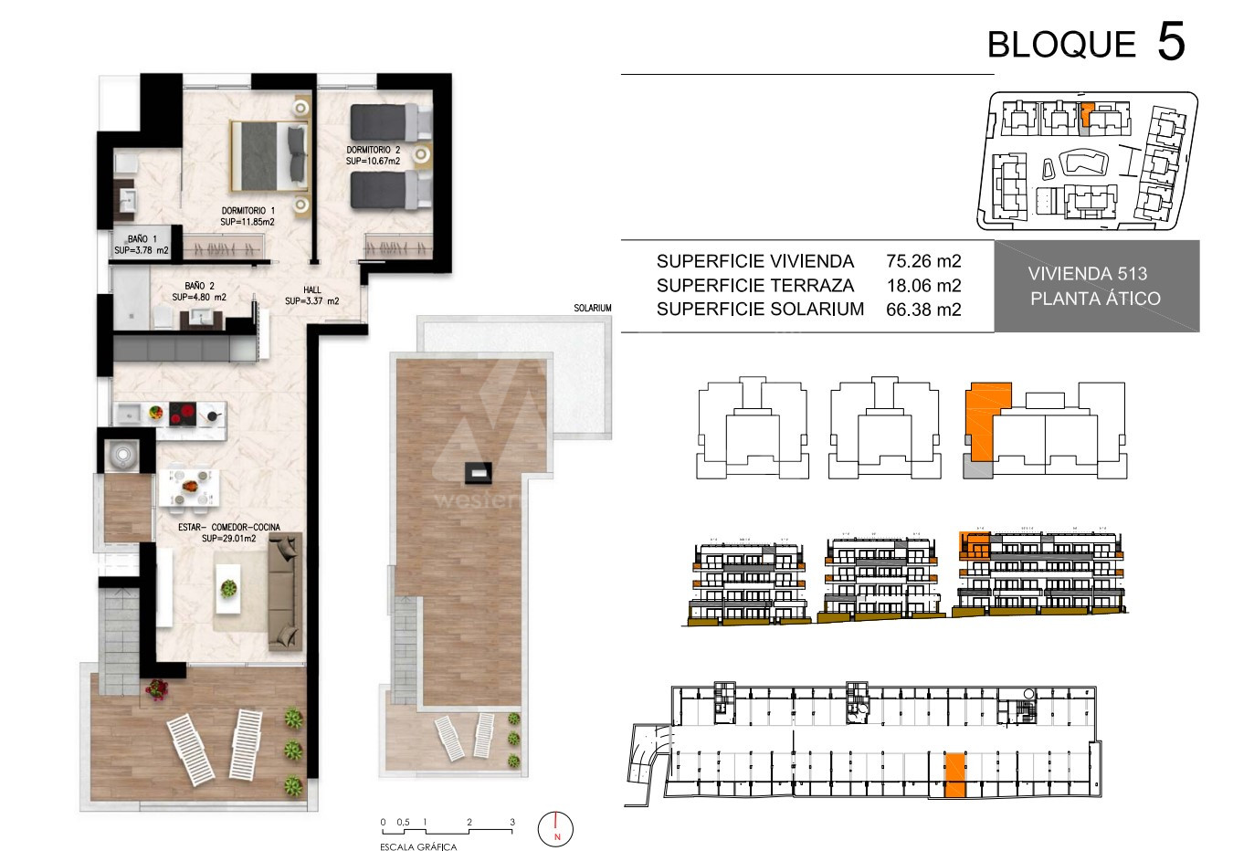 2 Schlafzimmer Penthouse-Wohnung in Playa Flamenca - DI56057 - 1