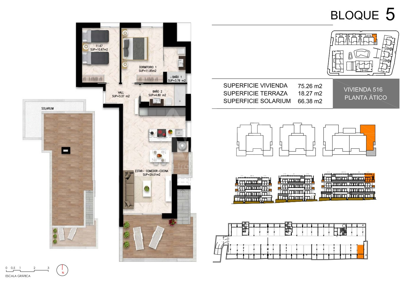 2 Schlafzimmer Penthouse-Wohnung in Playa Flamenca - DI56060 - 1