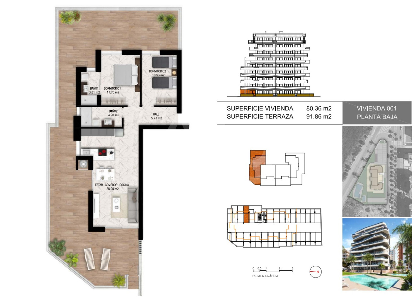Apartament cu 2 dormitoare în Guardamar del Segura - DI56062 - 1