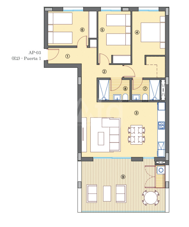 3 Schlafzimmer Appartement in Mutxamel - PPV56498 - 1