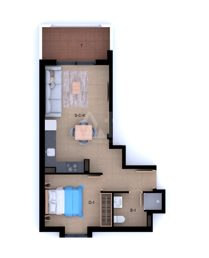 Apartamento de 1 habitación en Denia - MTZ56623 - 1
