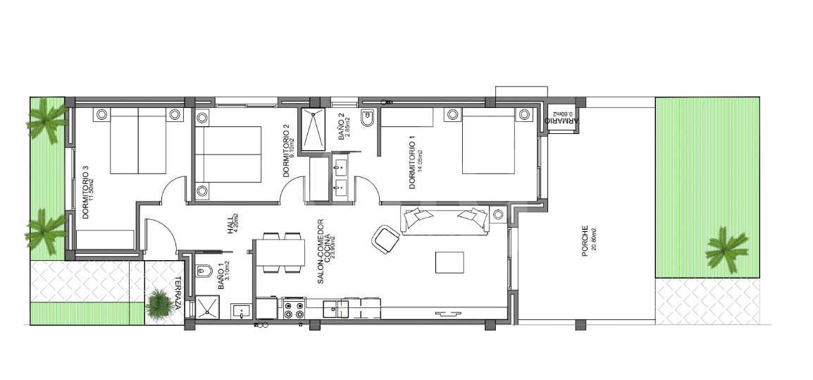 Апартаменты в Гуардамар дель Сегура, 2 спальни - CN56809 - 1