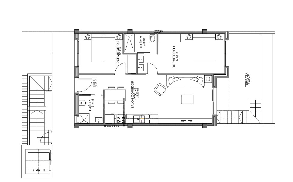 Ático de 2 habitaciones en Guardamar del Segura - CN56814 - 1