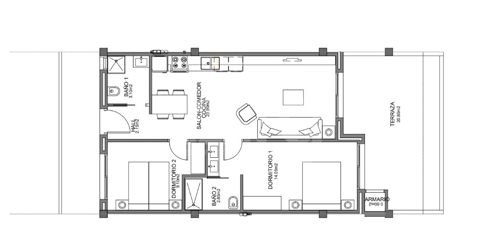 Apartament cu 2 dormitoare în Guardamar del Segura - CN56824 - 1