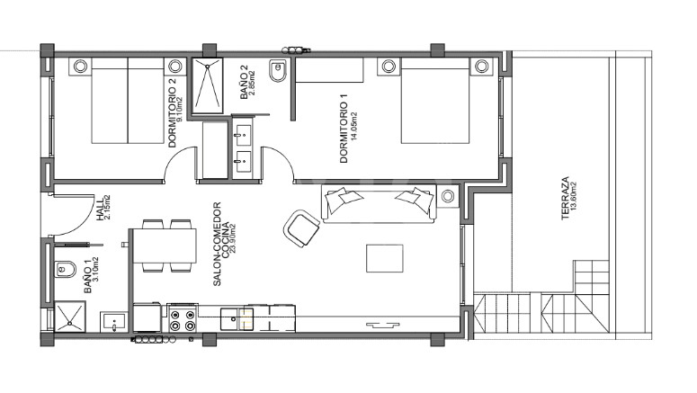 Ático de 2 habitaciones en Guardamar del Segura - CN56828 - 1