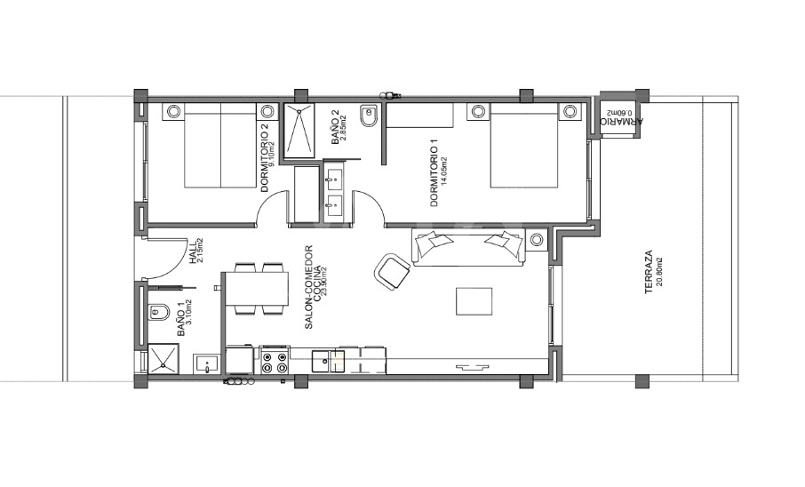 Appartement de 2 chambres à Guardamar del Segura - CN56833 - 1