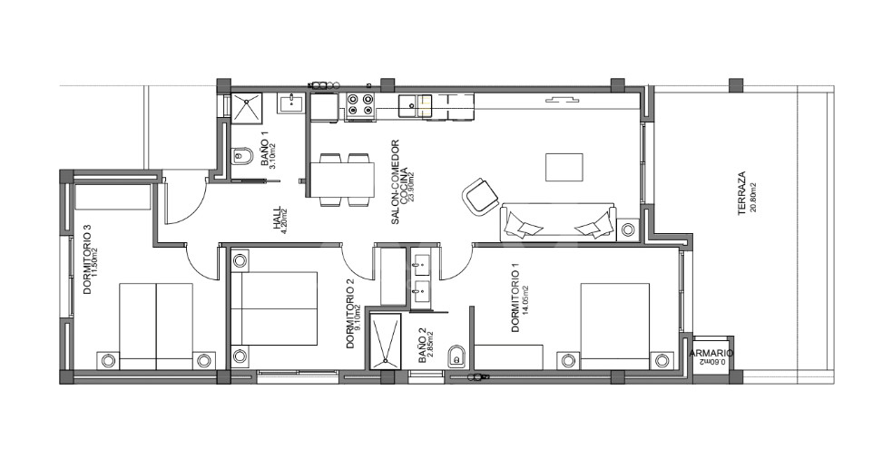 Apartamento de 3 habitaciones en Guardamar del Segura - CN56836 - 1