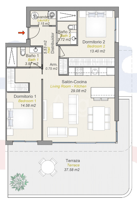 Appartement de 2 chambres à Finestrat - CAM56859 - 1