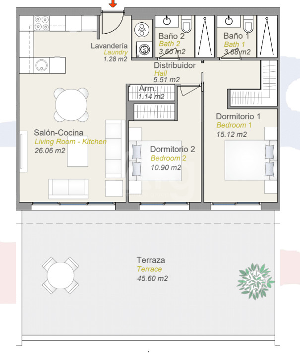 Appartement de 2 chambres à Finestrat - CAM56860 - 1