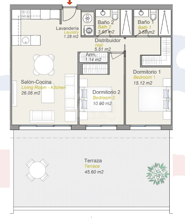 2 ložnice Apartmán v Finestrat - CAM56860 - 1