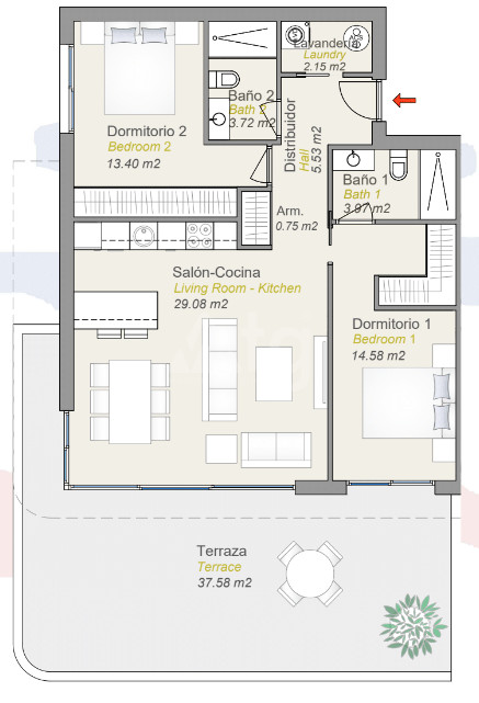 Apartamento de 2 habitaciones en Finestrat - CAM56861 - 1