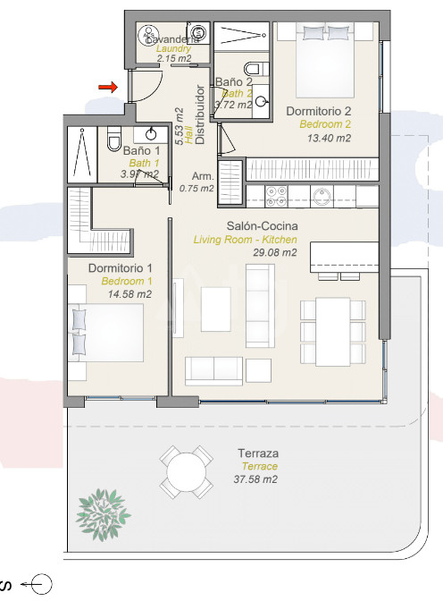 Apartament cu 2 dormitoare în Finestrat - CAM56862 - 1