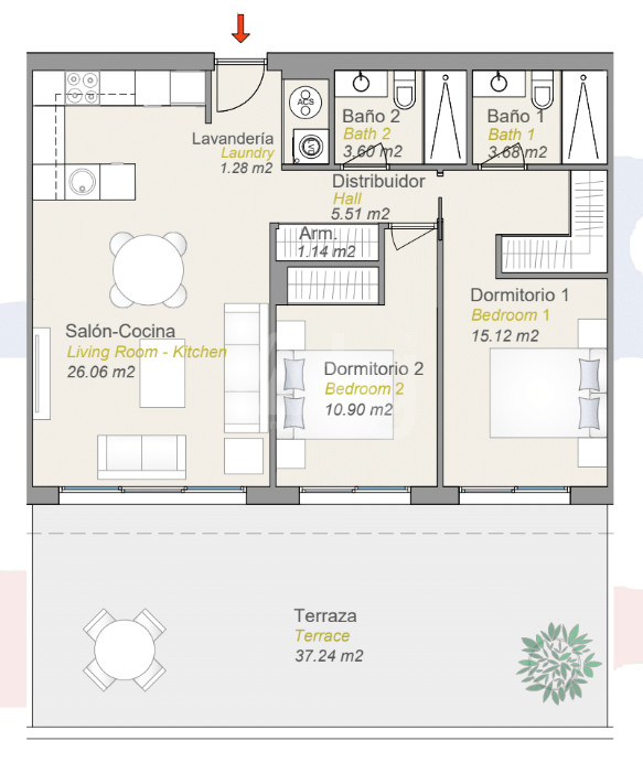 Apartament cu 2 dormitoare în Finestrat - CAM56863 - 1