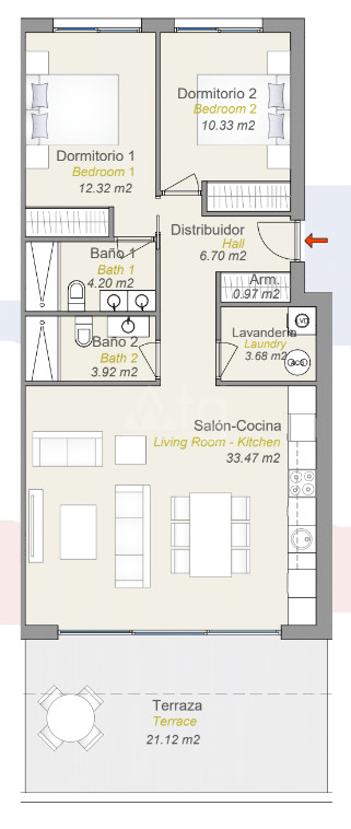 2 Schlafzimmer Appartement in Finestrat - CAM56869 - 1