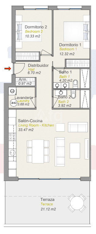 Apartamento de 2 habitaciones en Finestrat - CAM56870 - 1
