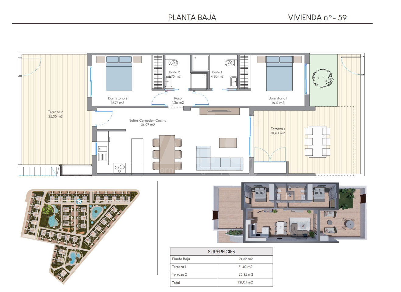 Bungalow de 2 habitaciones en Torrevieja - IM57024 - 1