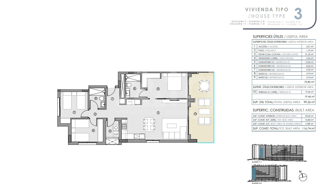 Appartement de 3 chambres à Punta Prima - GMD57240 - 1