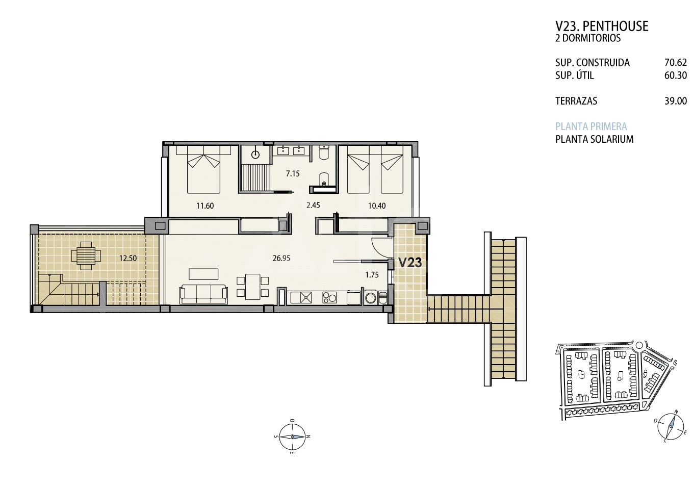 Penthouse cu 2 dormitoare în Los Urrutias - PFA57407 - 1