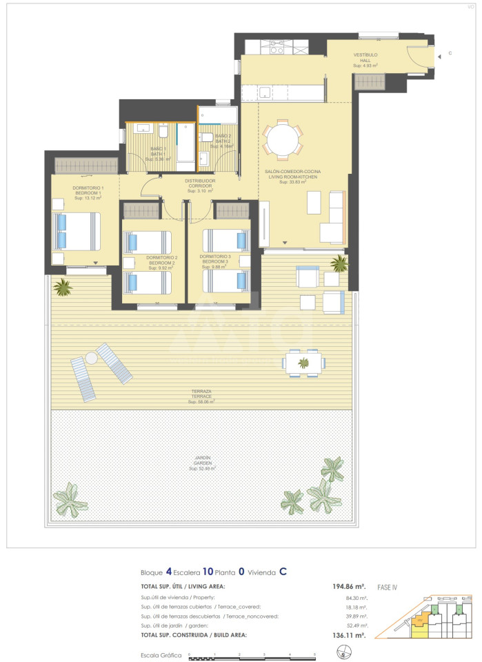 3 Schlafzimmer Appartement in Dehesa de Campoamor - UBA57408 - 1