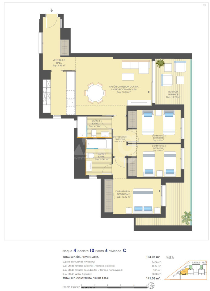 Apartament cu 3 dormitoare în Dehesa de Campoamor - UBA57414 - 1