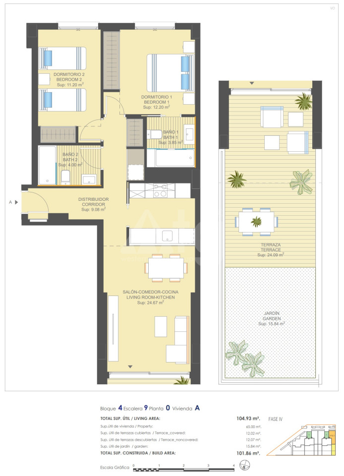 Apartament cu 2 dormitoare în Dehesa de Campoamor - UBA57447 - 1