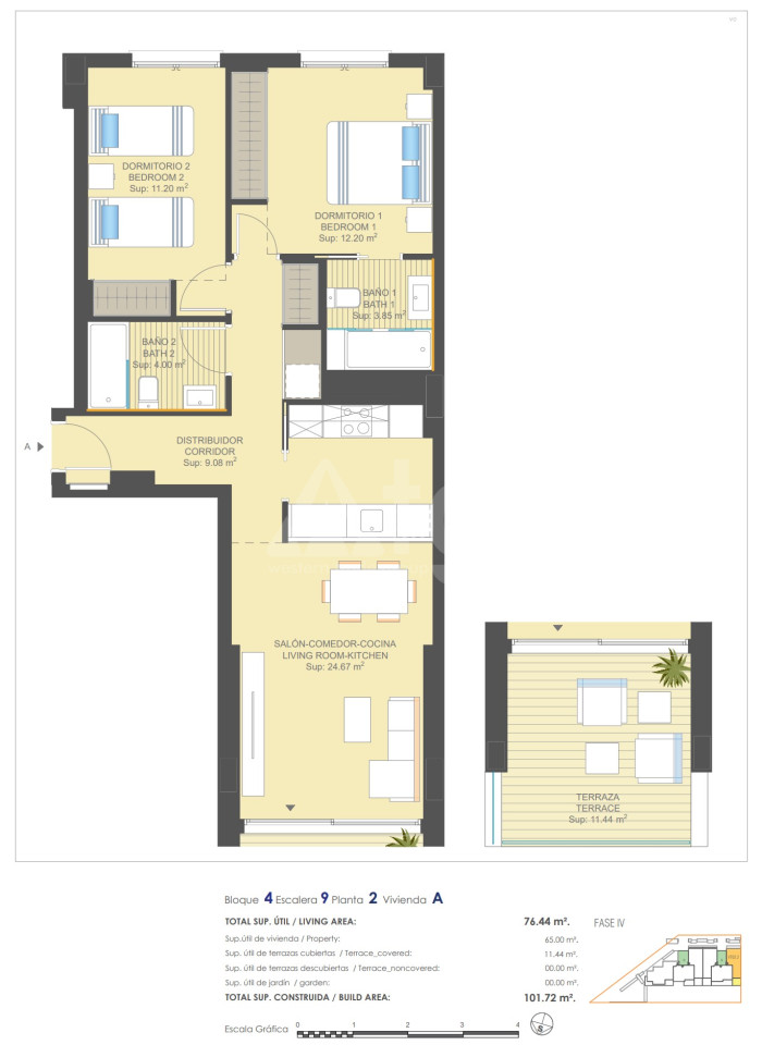 Apartament cu 2 dormitoare în Dehesa de Campoamor - UBA57449 - 1