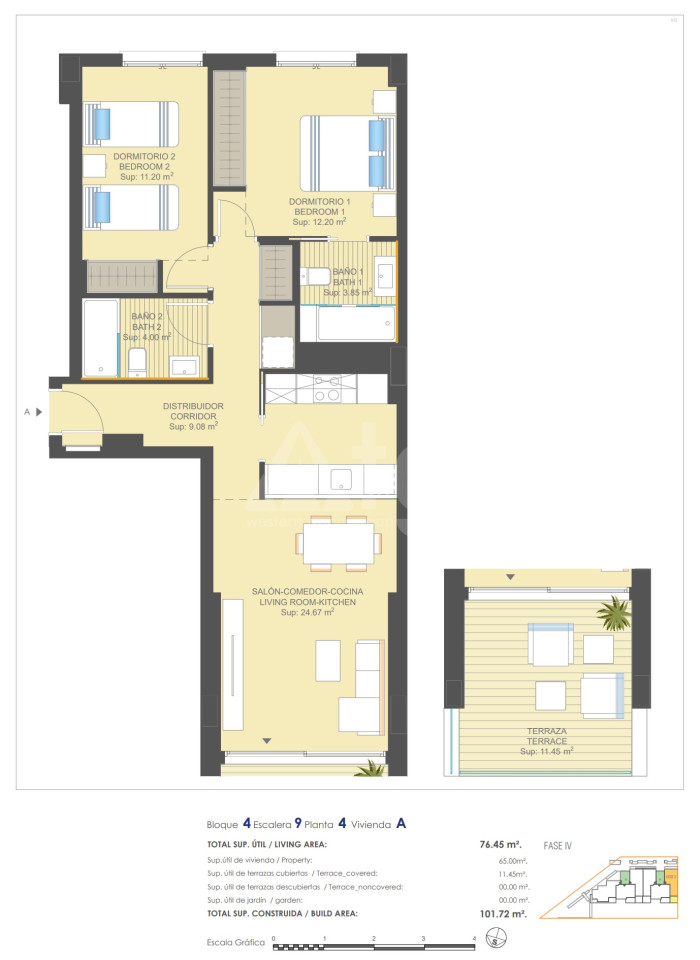 2 Schlafzimmer Appartement in Dehesa de Campoamor - UBA57451 - 1