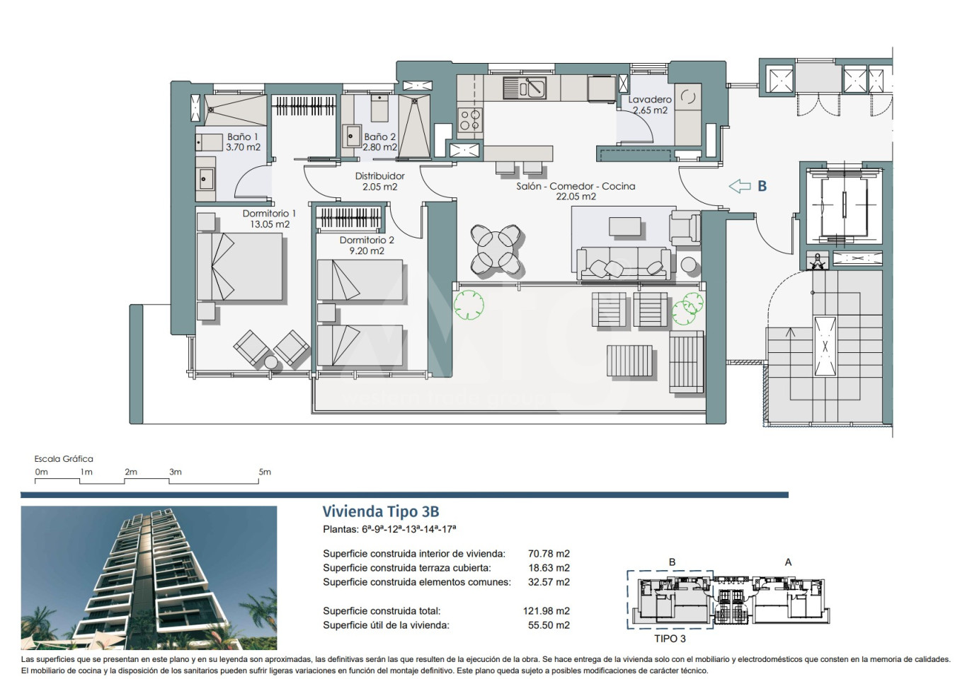 Apartamento de 2 habitaciones en Benidorm - GF57722 - 1