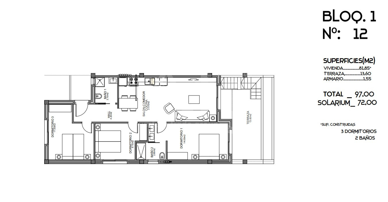 Ático de 3 habitaciones en Guardamar del Segura - CN58616 - 1