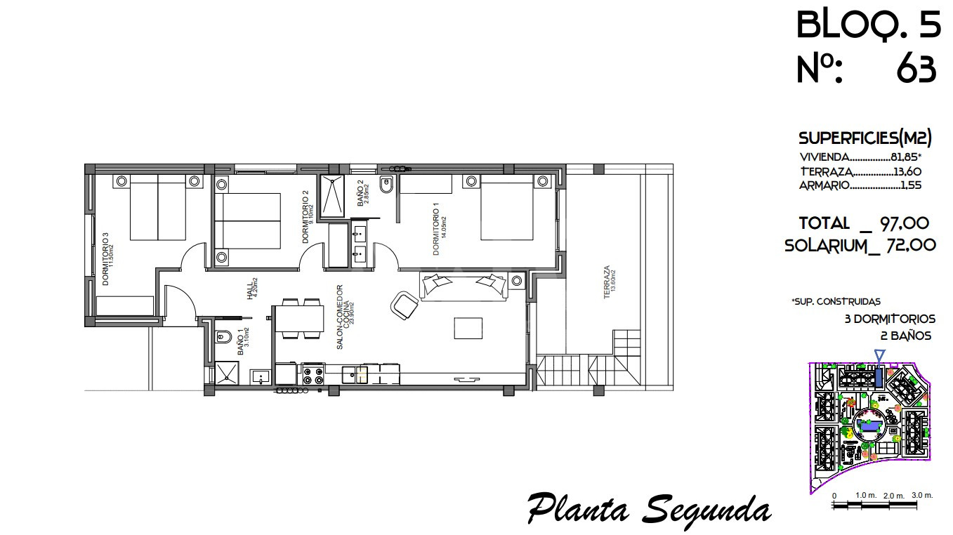 Ático de 3 habitaciones en Guardamar del Segura - CN60793 - 1