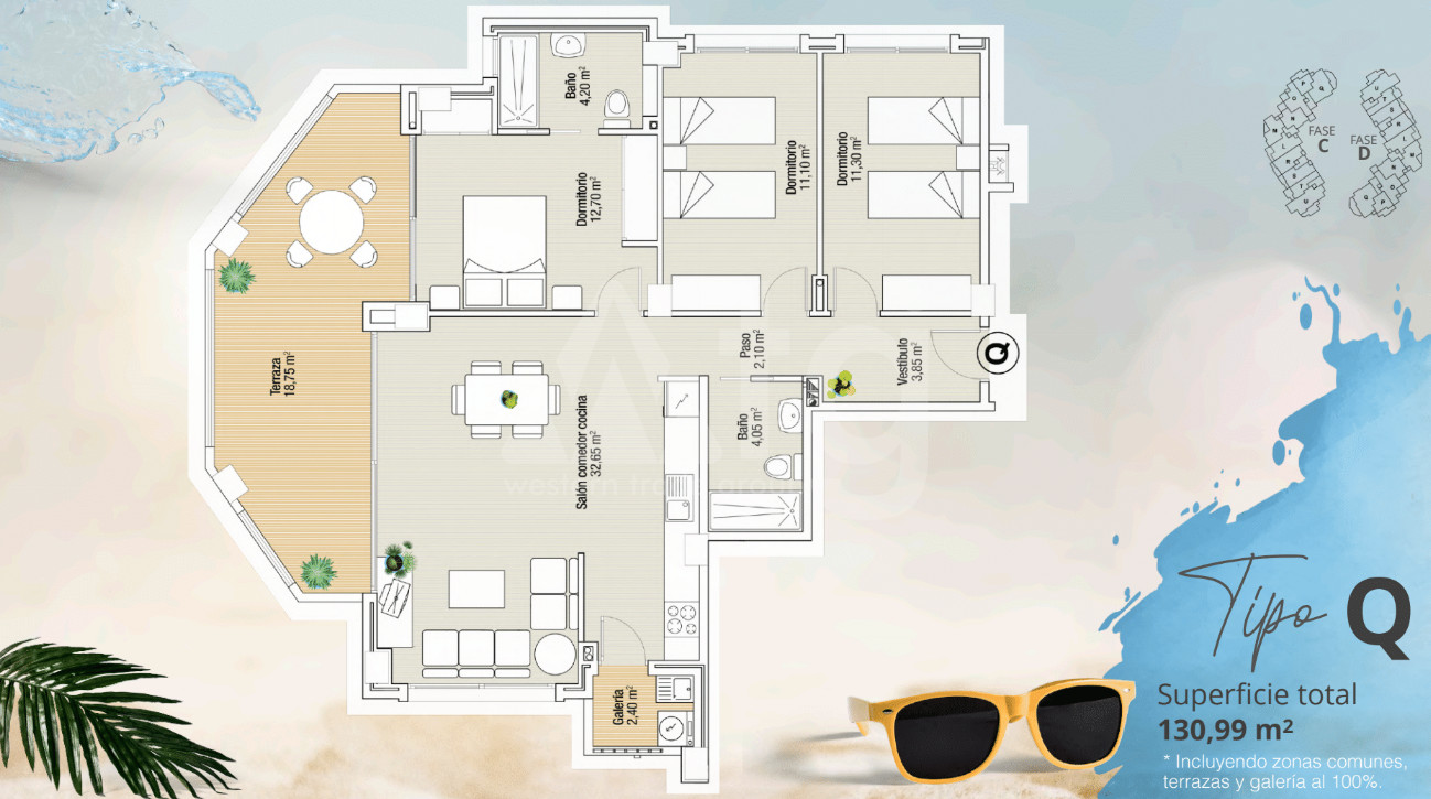 Apartamento de 3 habitaciones en La Manga - GRI61022 - 1