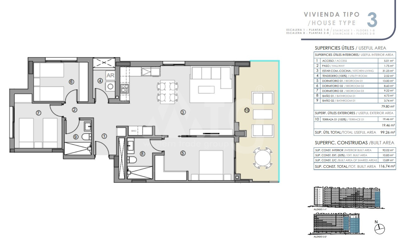 Apartamento de 3 habitaciones en Punta Prima - GMD61400 - 1