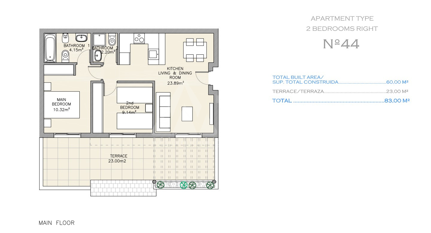 Apartamento de 2 habitaciones en Águilas - ARE62735 - 1