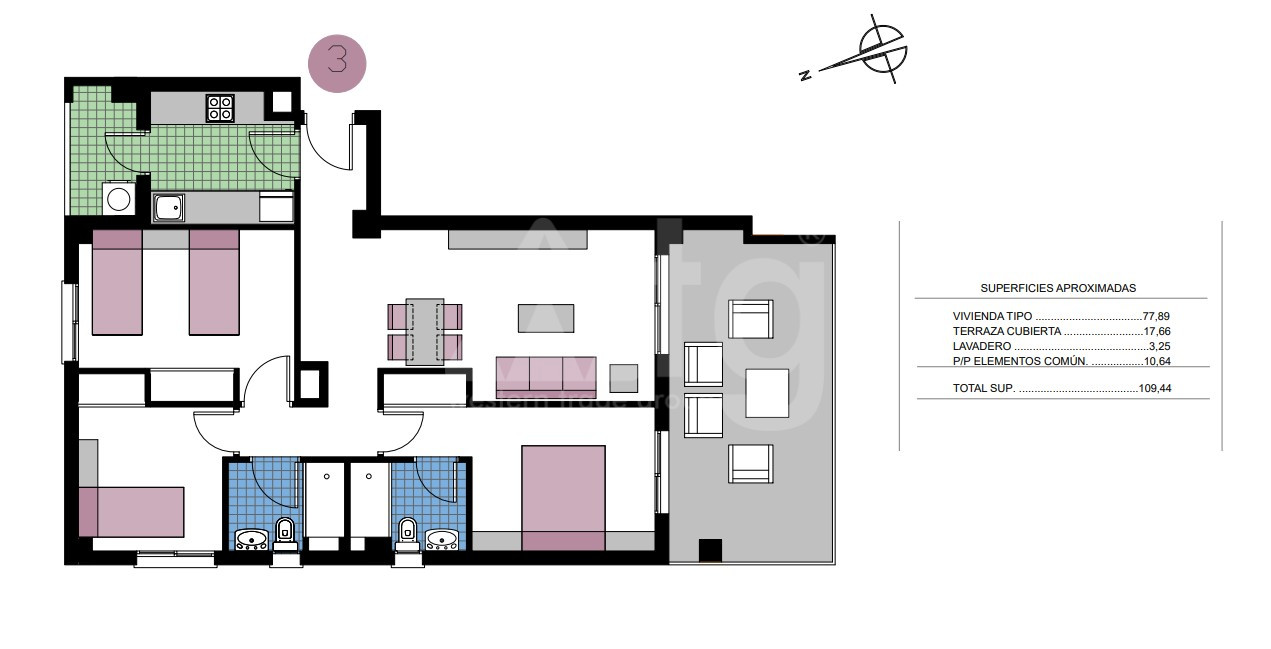 3 Schlafzimmer Appartement in Mil Palmeras - VP62873 - 1