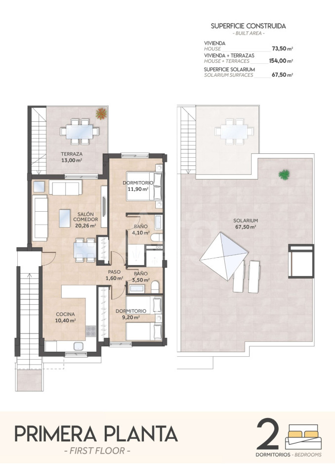 Bungalow de 2 habitaciones en San Miguel de Salinas - SLM99890 - Foto 2
