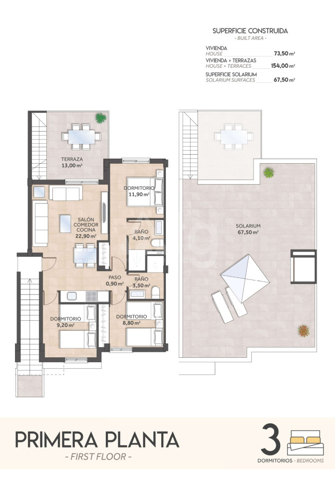 Bungalow de 2 habitaciones en San Miguel de Salinas - SLM99890 - Foto 3