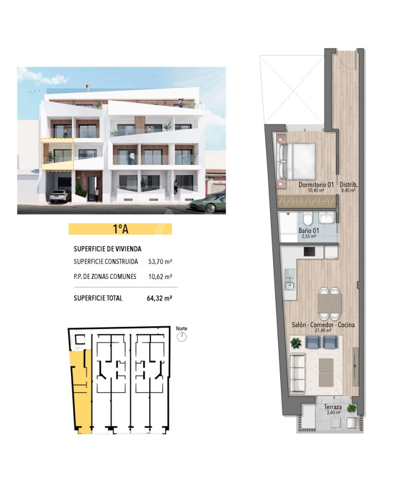 Apartament cu 1 dormitor în Torrevieja - TMR69898 - Imagini 1