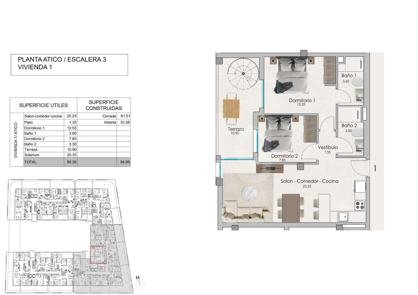 Penthouse de 2 chambres à Santa Pola - US81844 - Photo 1