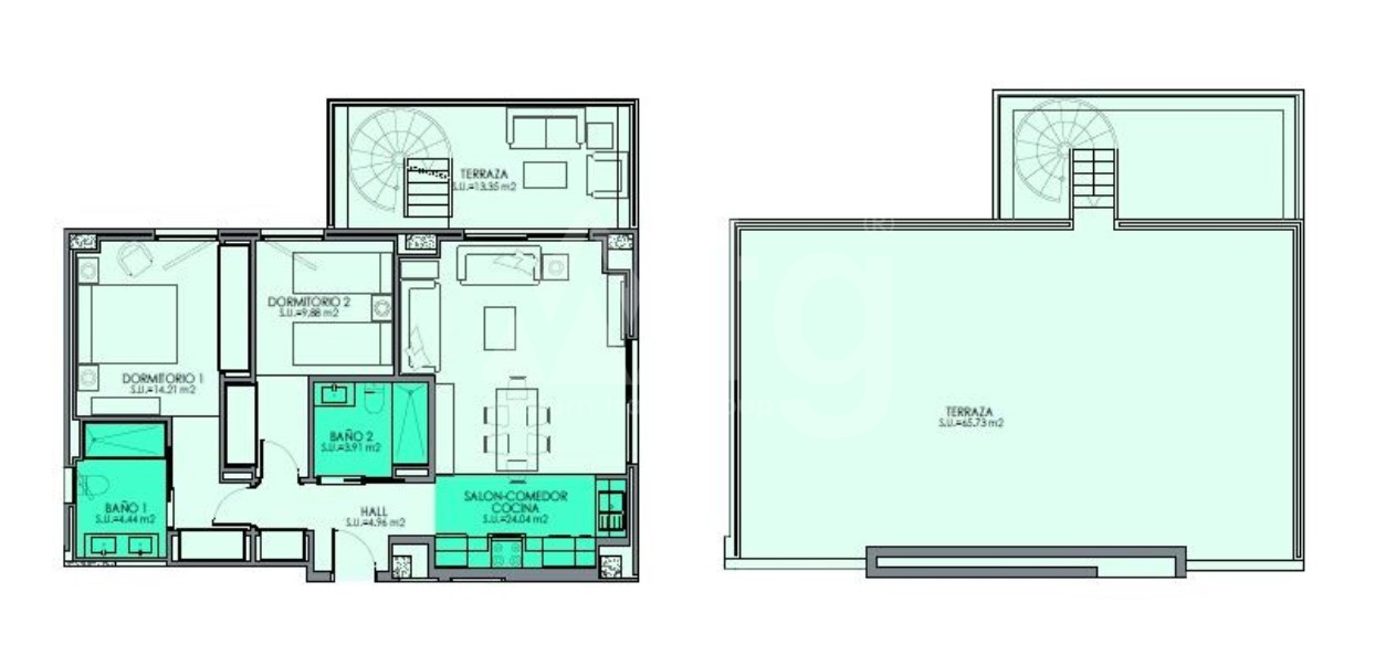 2 Schlafzimmer Penthouse-Wohnung in Calp - GHB118307 - 1
