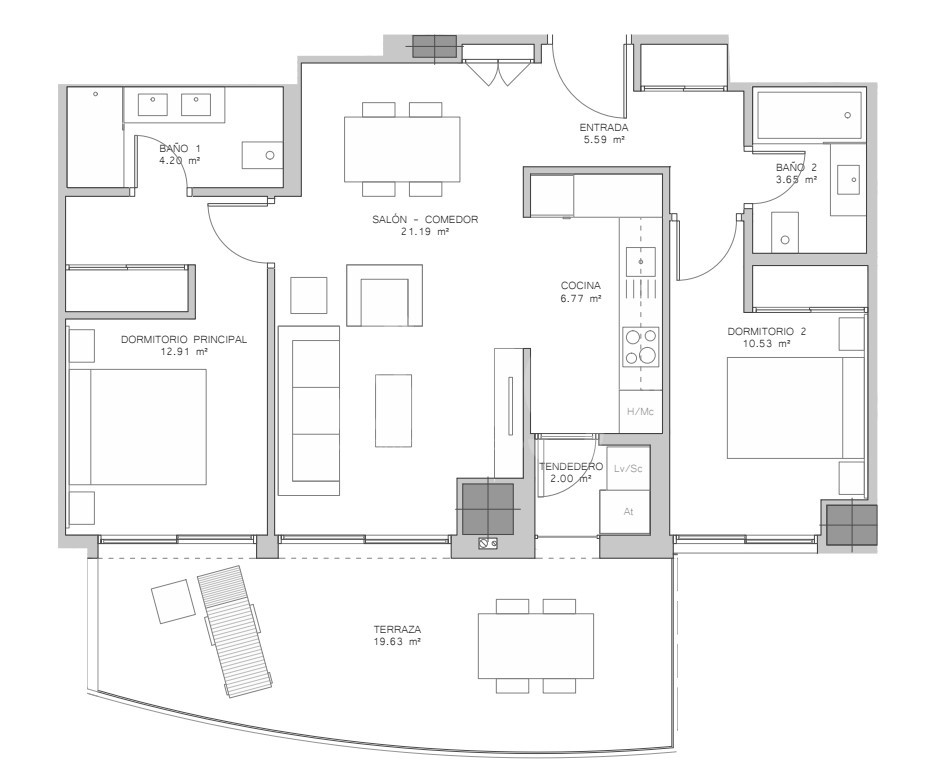 2 Schlafzimmer Appartement in Benidorm - GRR118664 - 1