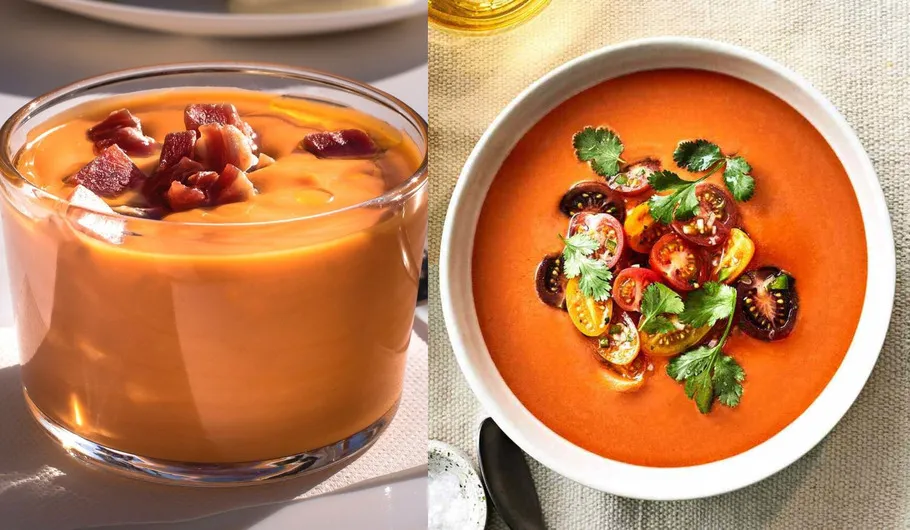 Spanish soups Gazpacho and Salmorejo