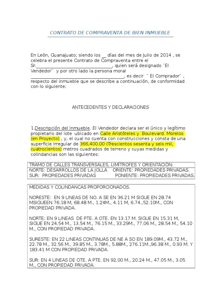 Contract for the purchase of real estate in Spain